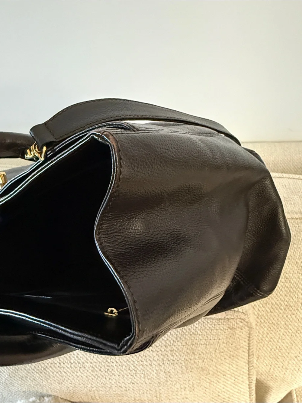 CHANEL Brown Leather Shoulder Bag with Gold CC Hardware